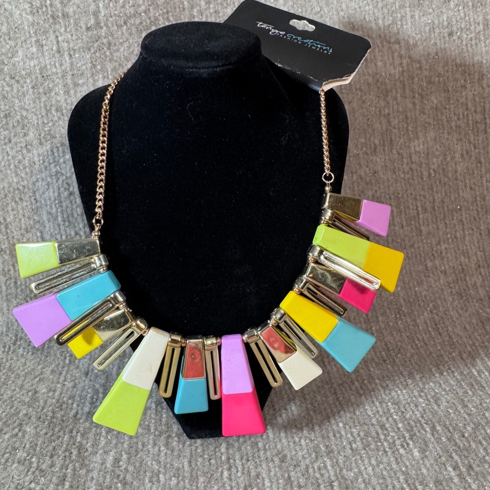 Tanya Creations Neon Statement Necklace Color Block Geometric Dopamine Dressing